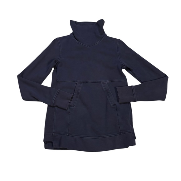 Lululemon‎ Press Pause Pullover Turtleneck Sweatshirt Midnight Navy Size 2 - Picture 1 of 10